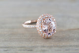 Penelope Oval Morganite Diamond Halo Ring