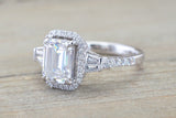 Emerald Cut Moissanite Grandeur Ring M3086