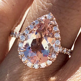 Gold Pear Morganite Diamond Halo Engagement Ring ASPER1430059