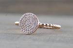 Large Gold Diamond Pave Disk Ball Bead Signet Ring FR01012