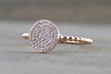 Large Gold Diamond Pave Disk Ball Bead Signet Ring FR01012