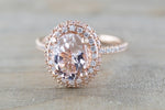 Penelope Oval Morganite Diamond Halo Ring
