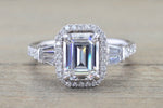 Emerald Cut Moissanite Grandeur Ring M3086