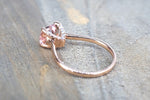 East West Cushion Morganite and Diamond Ring