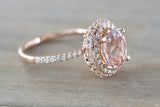 Penelope Oval Morganite Diamond Halo Ring