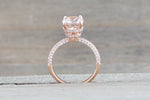 14k Rose Gold Oval Double Hidden Halo 3d Pave Diamonds