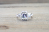 Emerald Cut Moissanite Grandeur Ring M3086