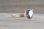 Ondrea 8x6mm Pear Moissanite Hidden Under Open Gallery Halo Diamond Engagement Ring M3094