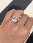Pear Morganite Diamond Halo Ring