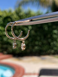 14k Yellow Gold Marquise Diamond Dangling Hoop Earring
