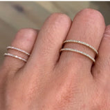 14kt Gold Diamond Double Row Gap Ring Dainty