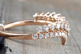 Diamond V Groove Tiara Crown Ring FR01013
