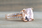 14k Gold 11x11mm Cushion Square Cut Morganite Diamond Ring M3091