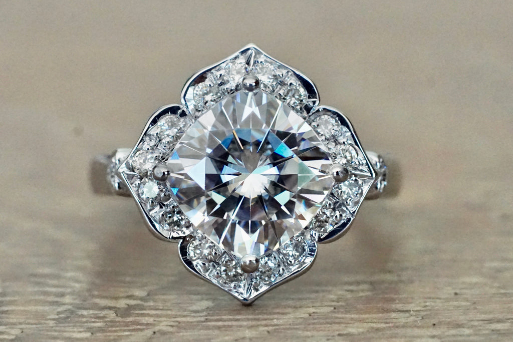 Cushion cut art deco engagement rings sale