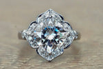 Lab Grown Diamond Cushion Cut Moissanite 9x9mm Art Deco Vintage Halo Diamond Ring M3091