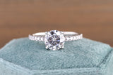 Engagement Ring 7mm round gold underhalo hidden diamond setting Moissanite Lab Grown