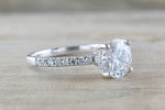 Engagement Ring 7mm round gold underhalo hidden diamond setting Moissanite Lab Grown
