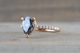 Ondrea 8x6mm Pear Moissanite Hidden Under Open Gallery Halo Diamond Engagement Ring M3094