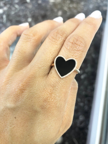 14k Rose Gold Diamond and Black Onyx Ring