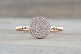 Large Gold Diamond Pave Disk Ball Bead Signet Ring FR01012