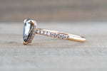 Ondrea 8x6mm Pear Moissanite Hidden Under Open Gallery Halo Diamond Engagement Ring M3094