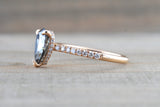 Ondrea 8x6mm Pear Moissanite Hidden Under Open Gallery Halo Diamond Engagement Ring M3094