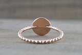 Large Gold Diamond Pave Disk Ball Bead Signet Ring FR01012