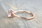 East West Cushion Morganite and Diamond Ring