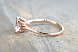 East West Cushion Morganite and Diamond Ring