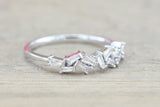 18k White Gold Staggered Diamond Baguette Ring Band ASPBR010025