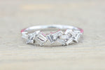 18k White Gold Staggered Diamond Baguette Ring Band ASPBR010025