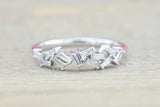 18k White Gold Staggered Diamond Baguette Ring Band ASPBR010025
